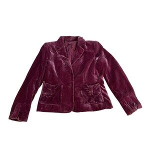 Vintage Spencer Jeremy Velvet Blazer L Silk Blend Burgundy Wine Whimsigoth Y2K